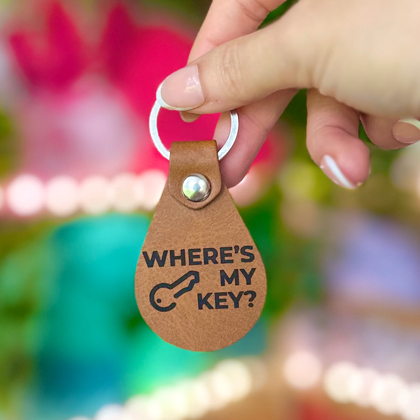 Circle Leather Keychain