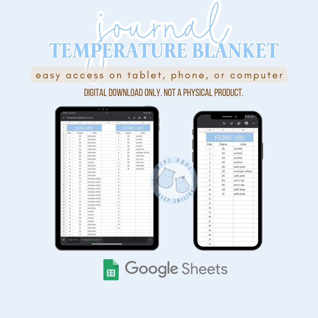 Temperature Blanket Journal | Google Sheets