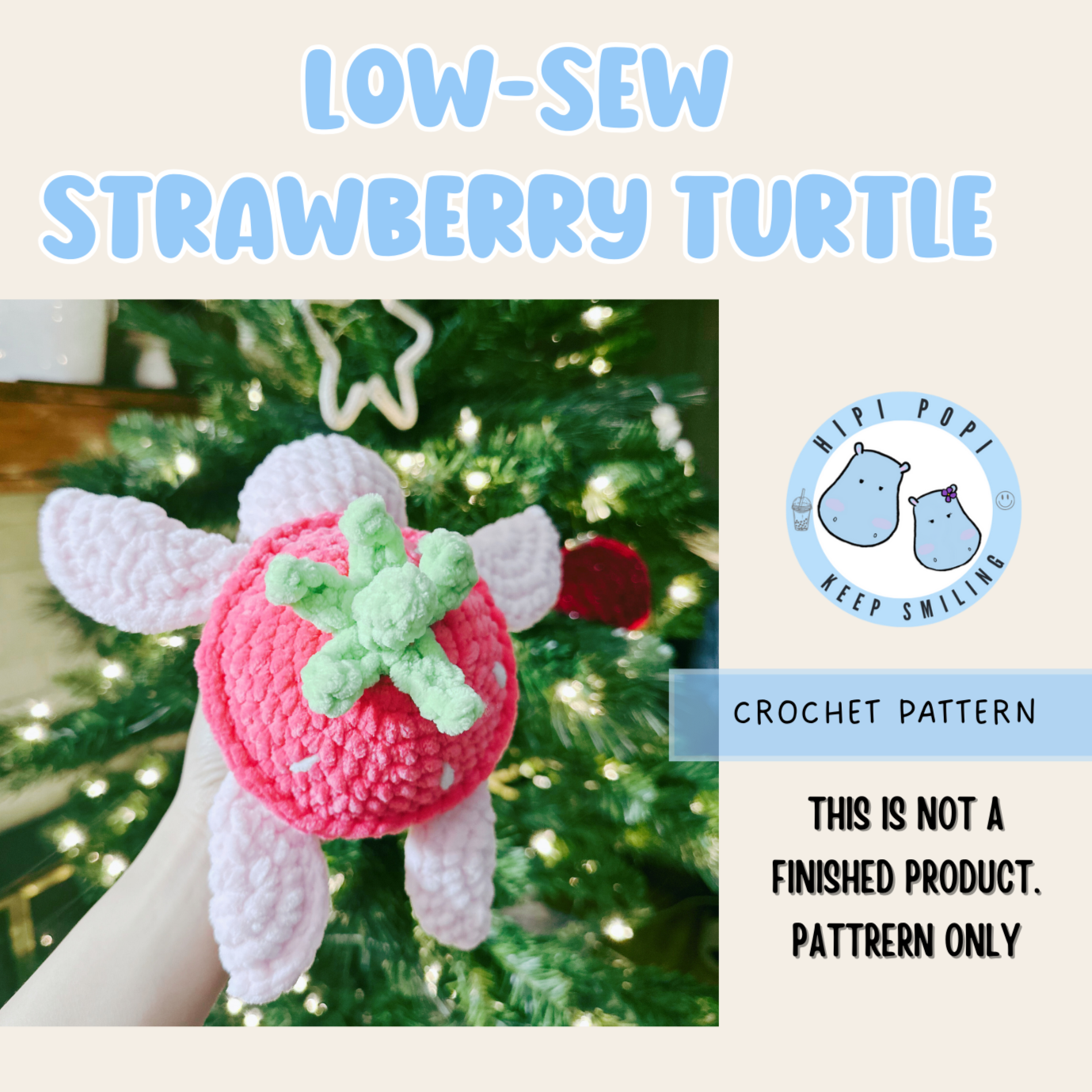 Strawberry Turtle - Low Sew Pattern