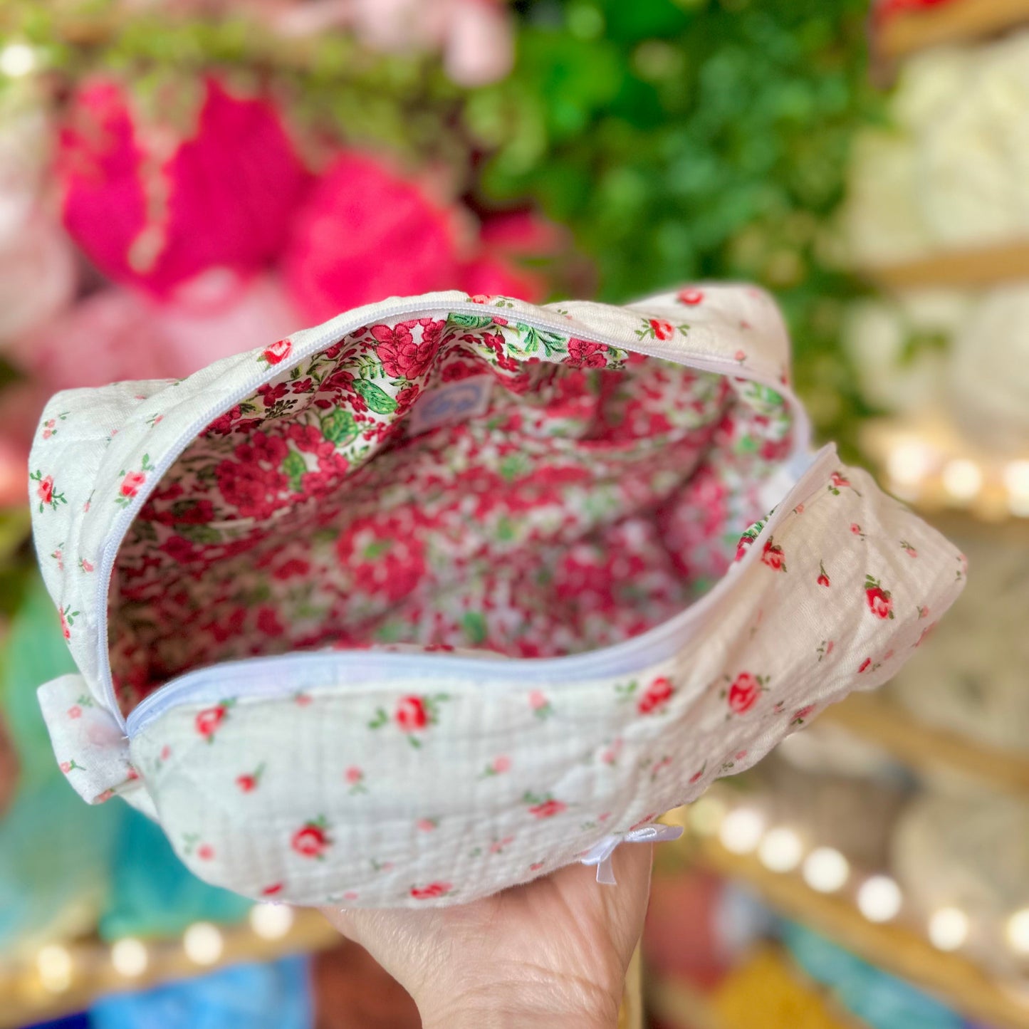 Victorian Rose Quilted Makeup Bag