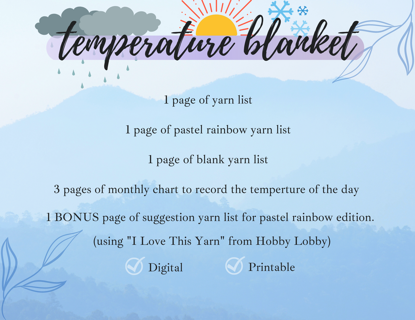 Temperature Blanket Journal - Printable & Digital