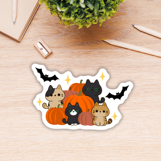 Pumpkins Cats Sticker