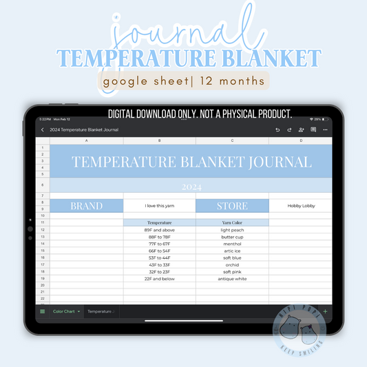 Temperature Blanket Journal | Google Sheets