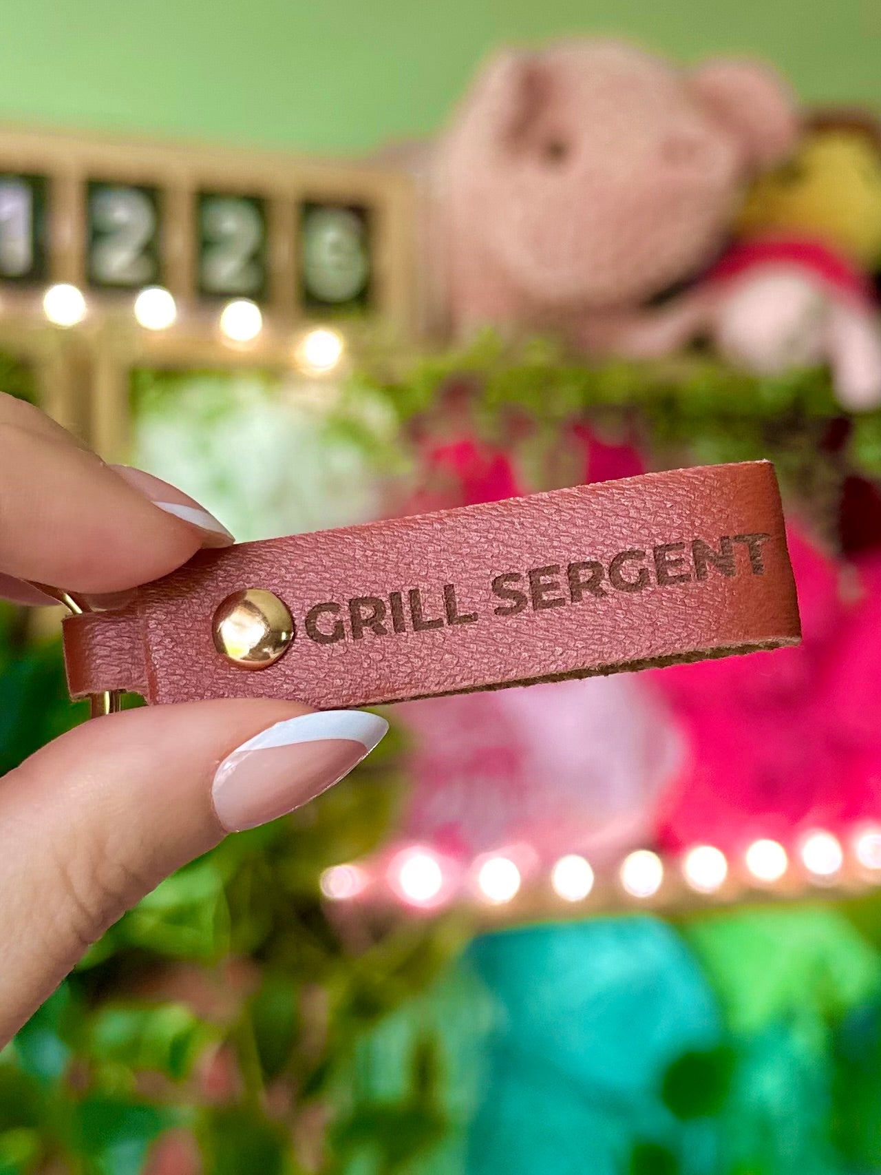 Rectangular Leather Keychain