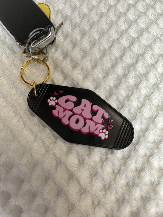 Cat Mom Motel Keychain