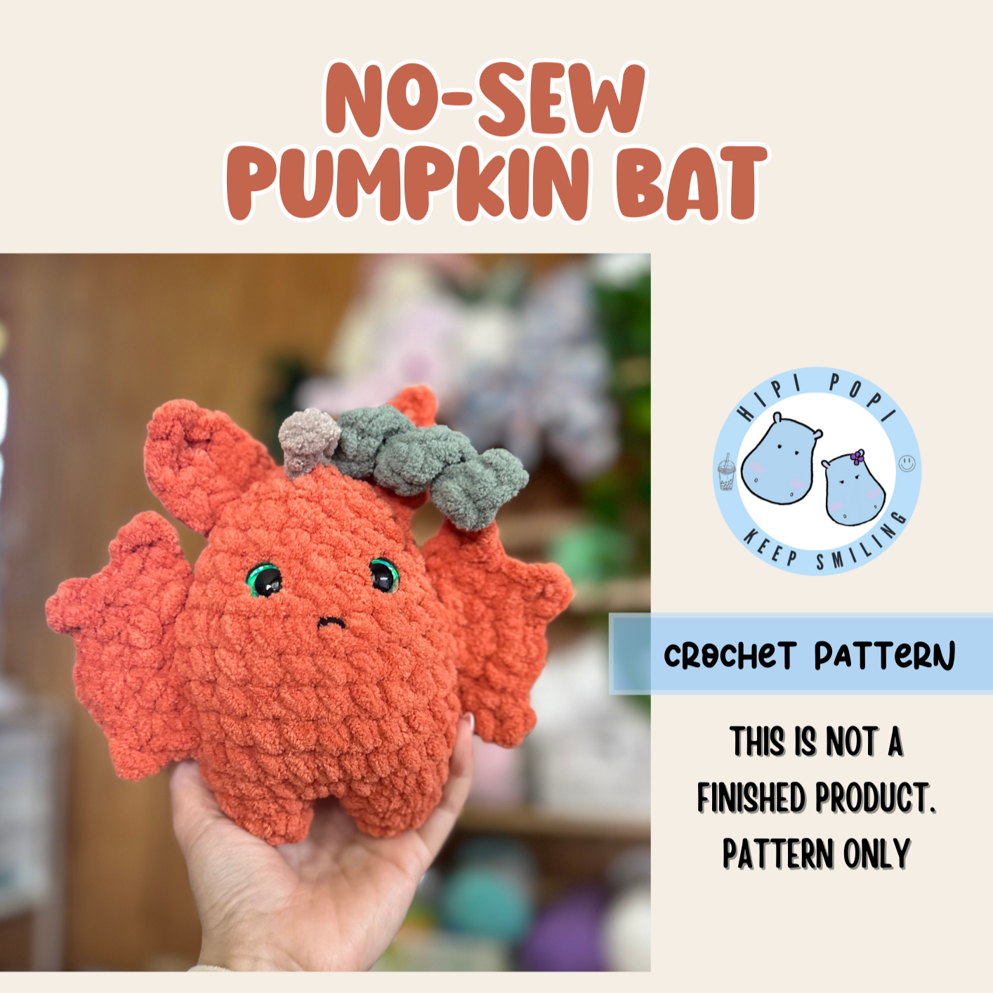 No-Sew Pumpkin Bat Pattern